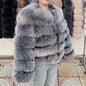 QUEENTINA Brown Fox Fur Coat for Women