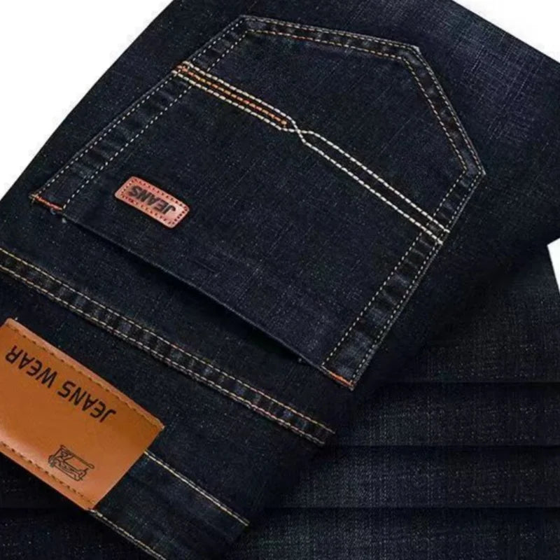 Men's Straight Jeans Comfortable Business Denim Pants