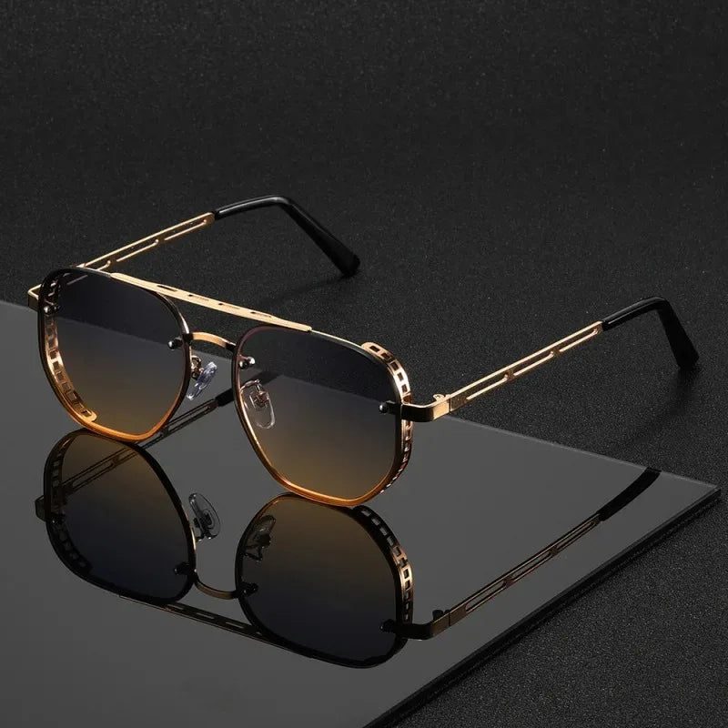 Double-Beam Alloy Sunglasses for Casual Use