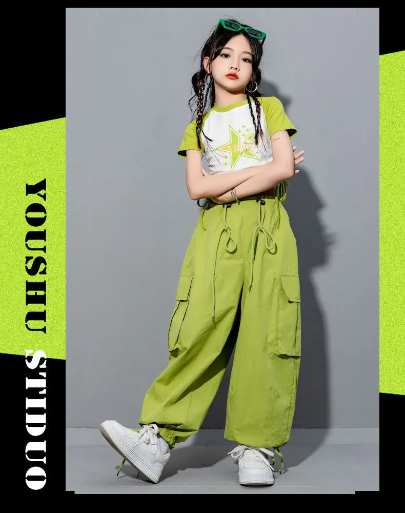Girls Loose Cargo Pants with Belt for Daily Wear