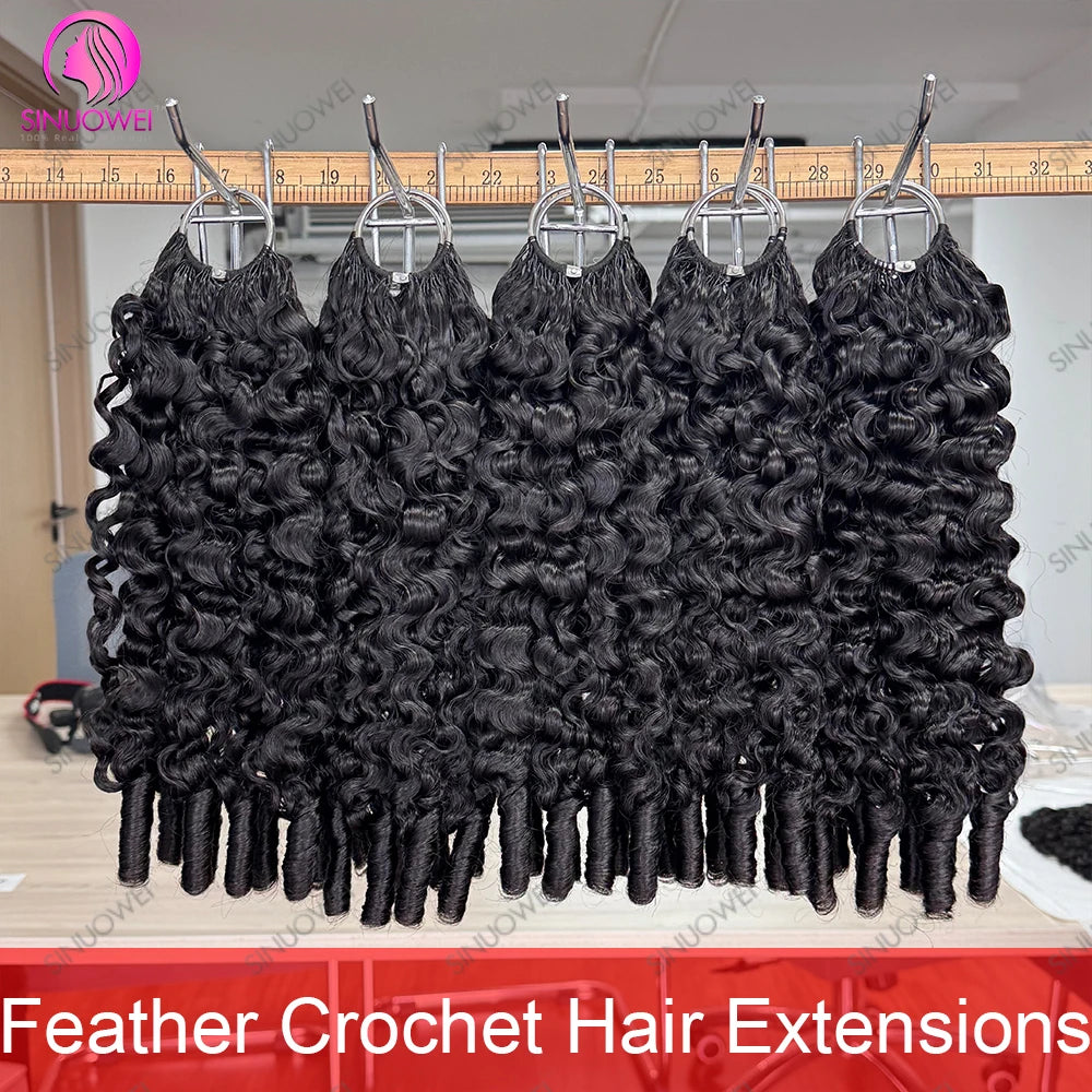 Burmese Curly Human Hair Feather Crochet Extensions