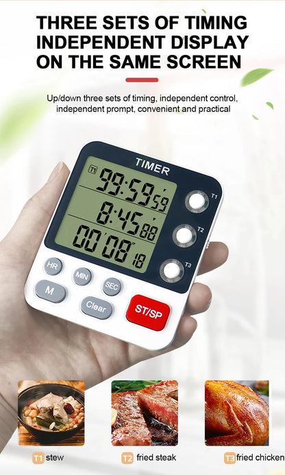 Digital Kitchen Timer with Adjustable Volume and LCD Display