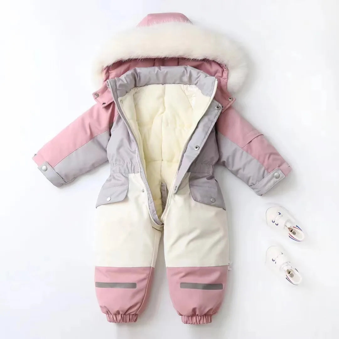 Children's Waterproof Hooded Ski Suit Jumpsuit