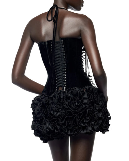 Black Red Women Strapless Bodycon Mini Skirt Set