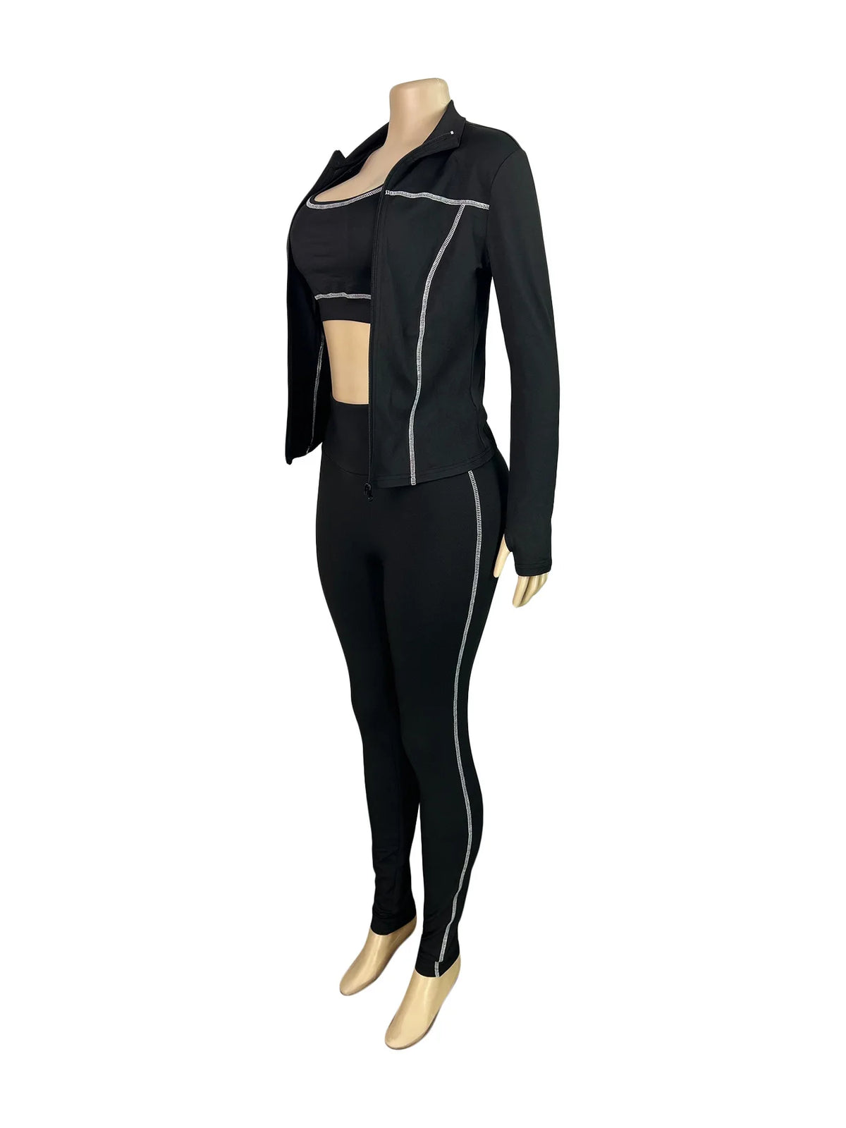 Weird Puss Women 3 Piece Tracksuit Set with Zipper Jacket