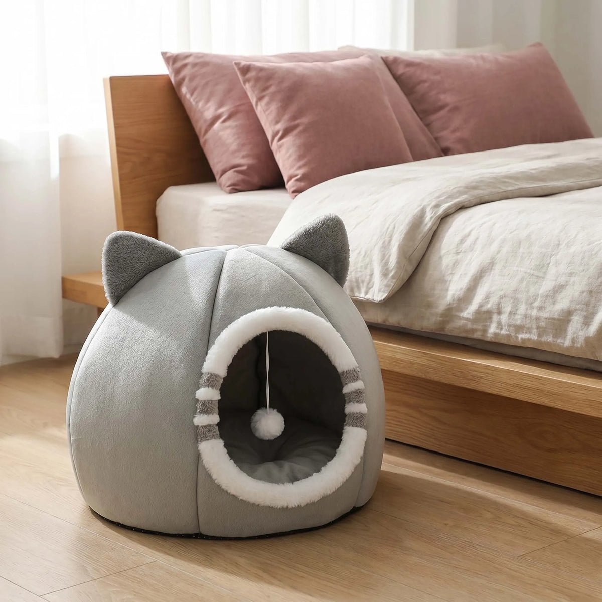 Deep Sleeping Cat Bed Cave Nest Plush Soft Mat