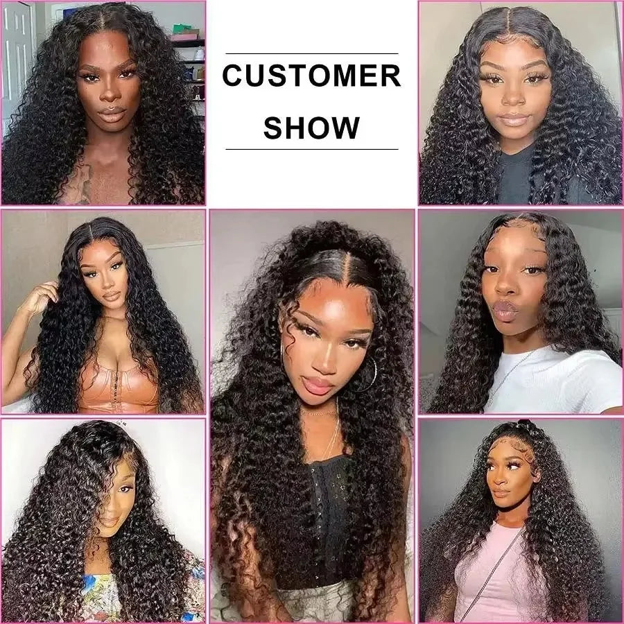 Deep Wave Human Hair Lace Front Wig 30 40 Inch