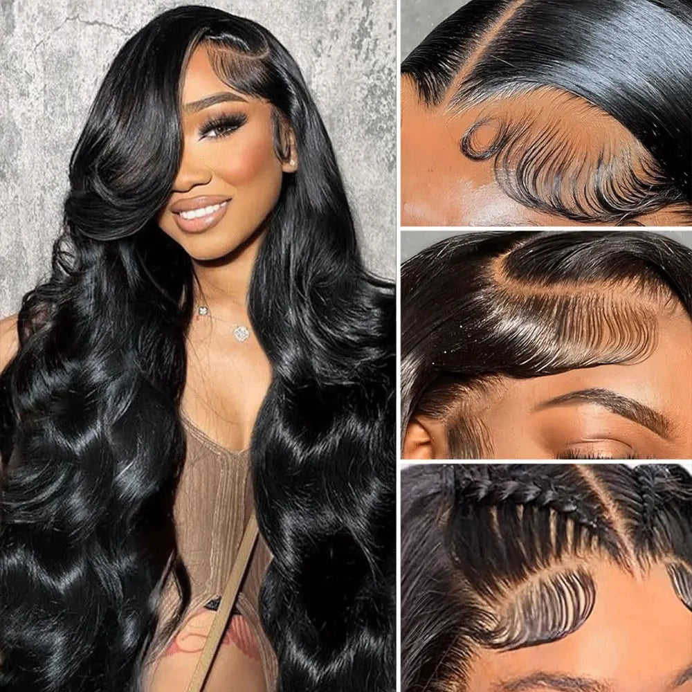 13x6 Lace Front Human Hair Wig Body Wave Black