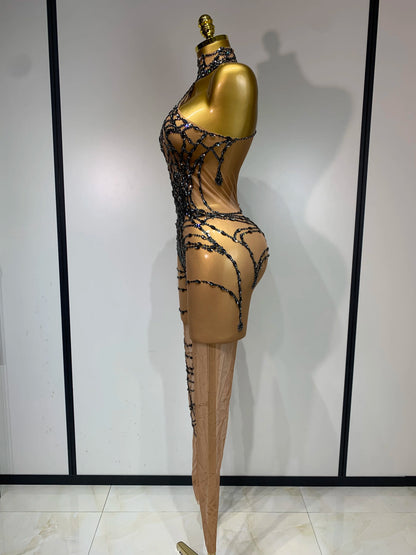Sparkly Diamond Mesh Jumpsuit for Women