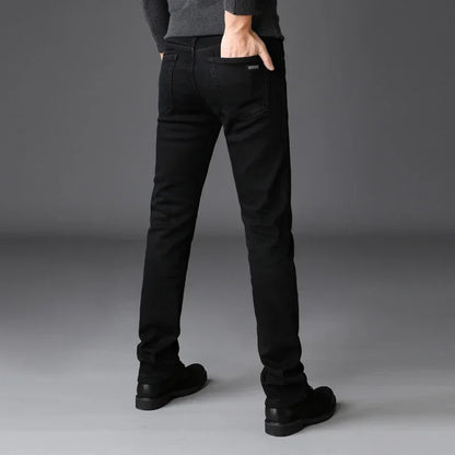 Men's Soft Stretch Black Denim Biker Jeans
