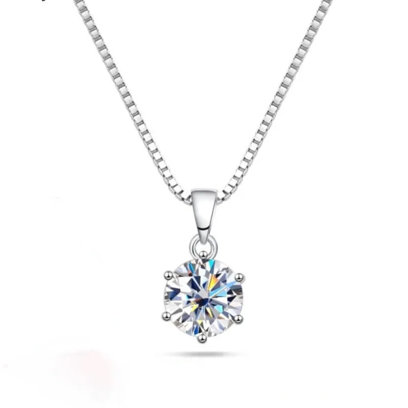 1 Carat Moissanite Pendant Necklace 925 Sterling Silver