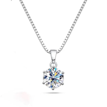 1 Carat Moissanite Pendant Necklace 925 Sterling Silver