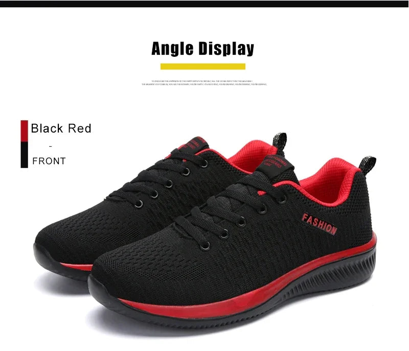 YRZL Black Knit Sneakers for Men Athletic Casual Shoes