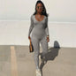 Dulzura Women Long Sleeve Bodycon Jumpsuit Overall