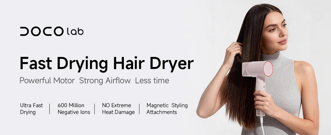 DOCO High Speed Hair Dryer 1600W Negative Ion Care
