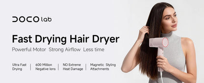 DOCO High Speed Hair Dryer 1600W Negative Ion Care