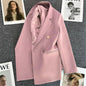 Candy Color Slim Blazer with Notched Collar and Metal Buttons