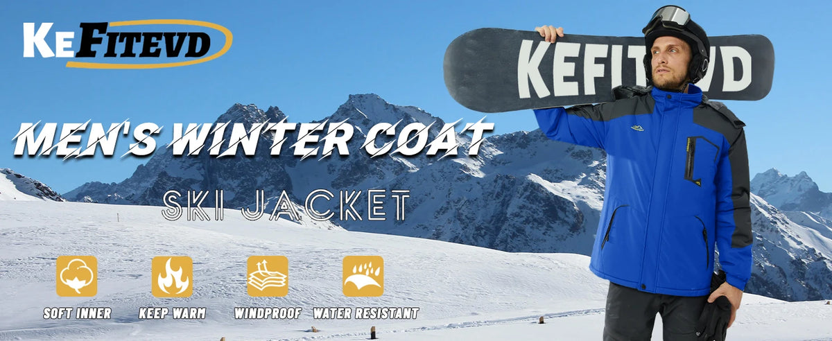 Men's Waterproof Fleece Ski Jacket Parka