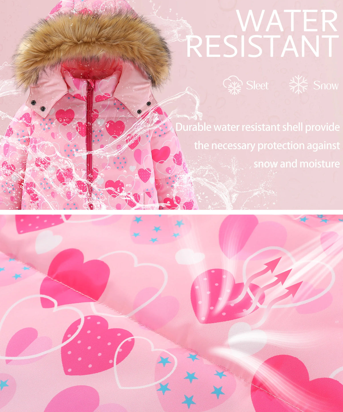 Kids Hooded Ski Suit Cotton Winter Outerwear