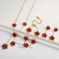 18k Gold-Plated Five-Leaf Flower Jewelry Set