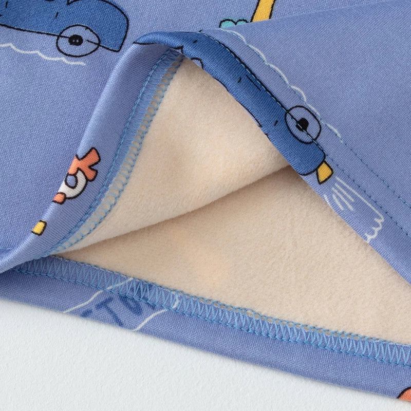 Children's Cartoon Printed Thick Warm Underwear Set