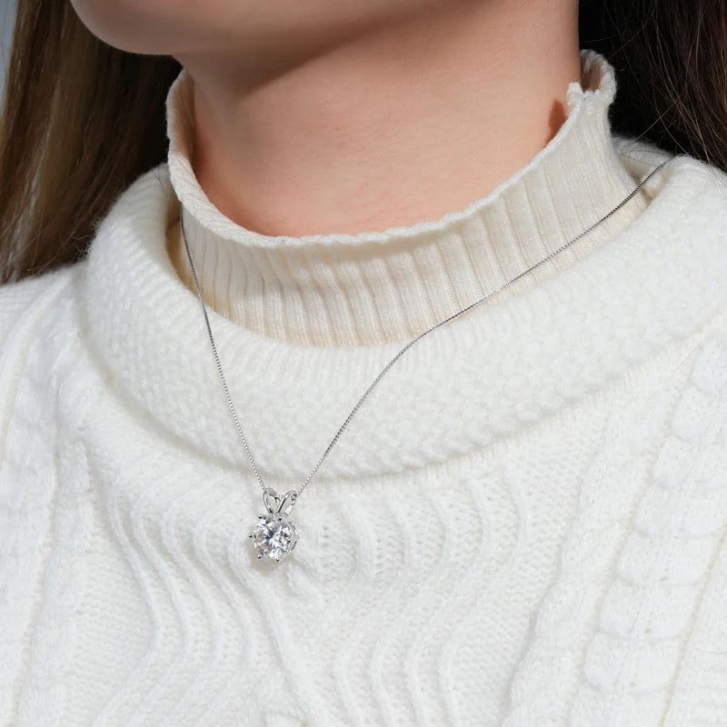 Moissanite Pendant Necklace 925 Sterling Silver Women