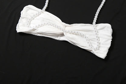 Sexy Bead Patchwork 2-Piece Set Women Halter Bra and Bottom