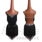 Latin Dance Dress with Rhinestones and Tassels in Red and White