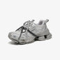 Chunky Sneakers Women Synthetic Leather Mesh Lace-up Trainers