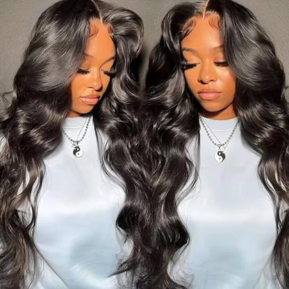 Natural Black Body Wave Lace Front Wig Brazilian Human Hair