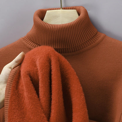 Mens Knitted Turtleneck Sweater Slim Fit Casual