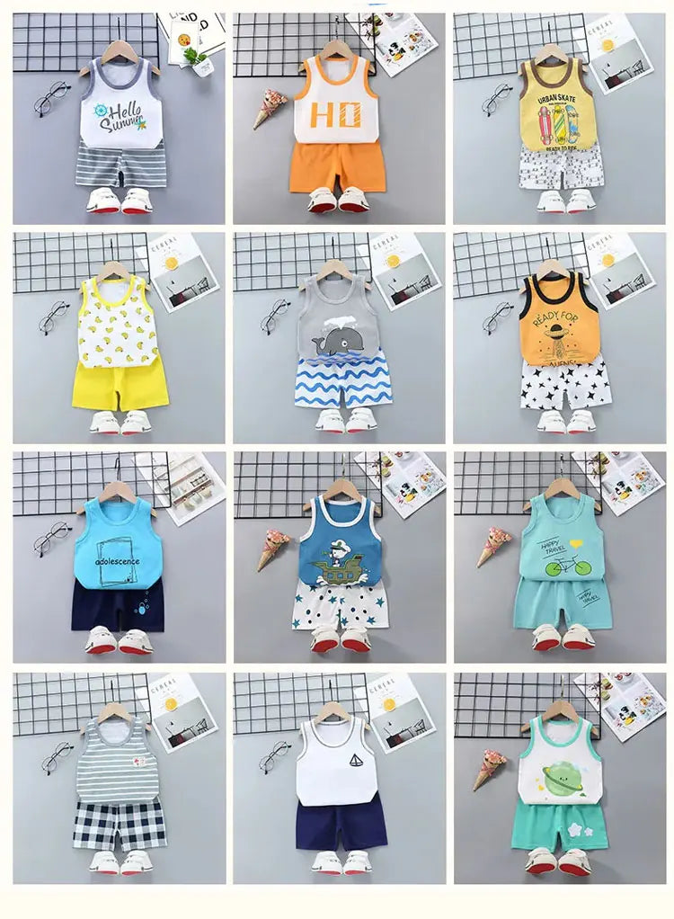 Children's Cotton Vest Set with Shorts for Summer