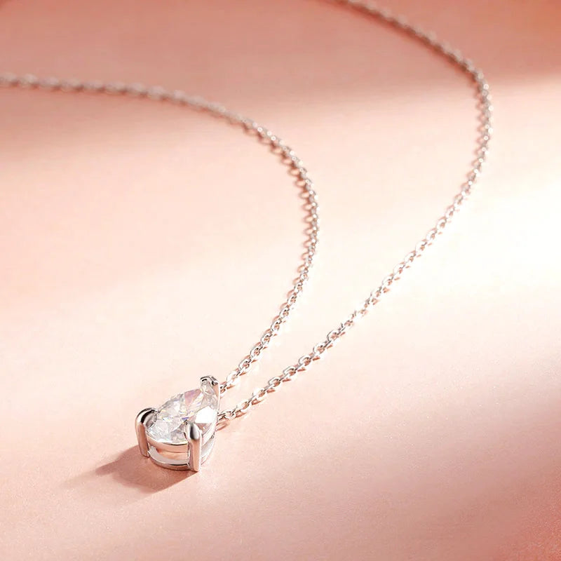 Smyoue Pear Cut Moissanite Necklace 925 Sterling Silver