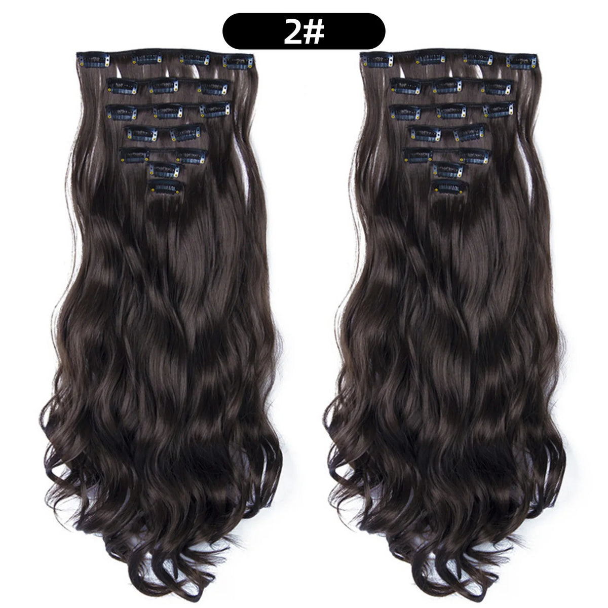 22 Inch Curly Wavy Clip In Hair Extensions Synthetic