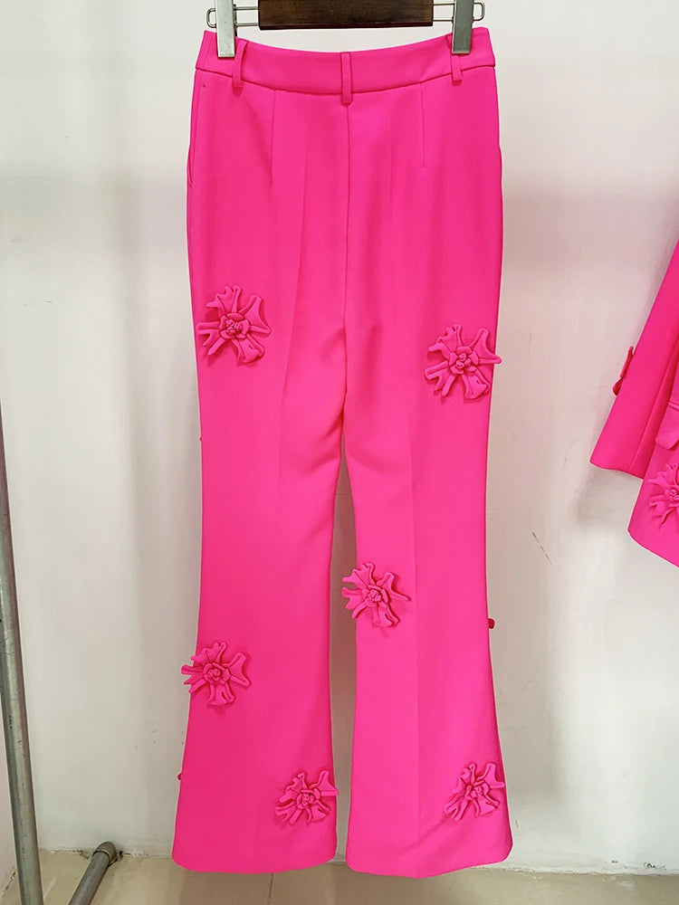 Women's Double Breasted Long Blazer with Appliques