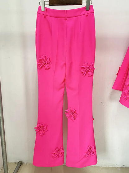 Women's Double Breasted Long Blazer with Appliques