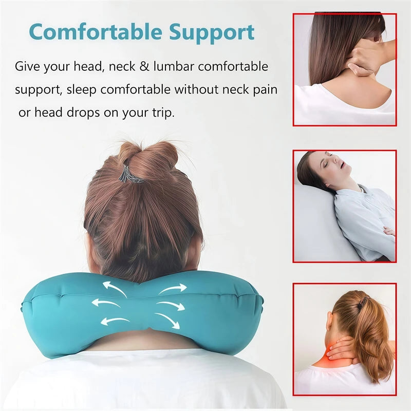 Foldable Inflatable U-Shaped Travel Pillow
