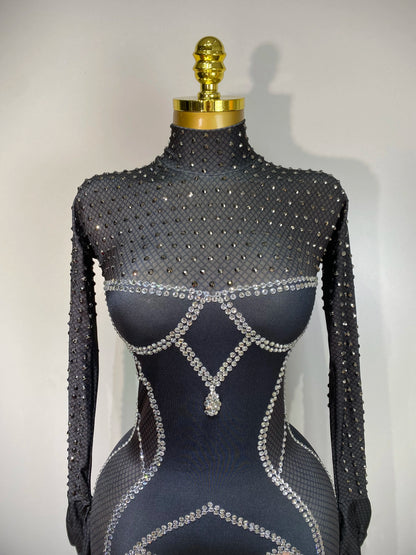 Sparkly Diamond Mesh Jumpsuit for Women