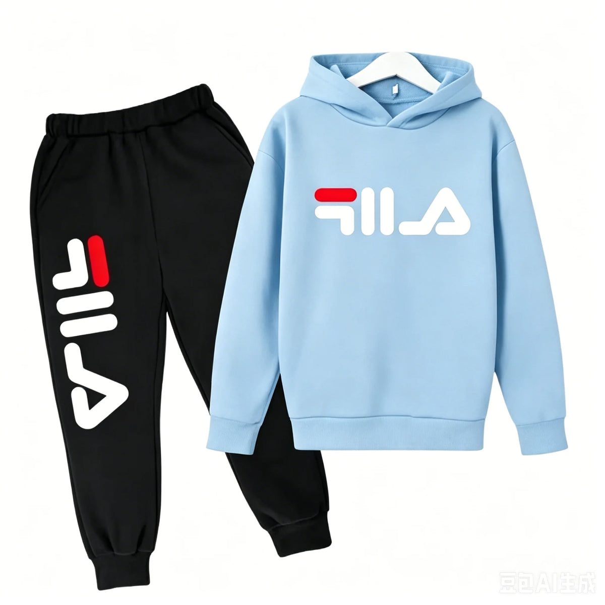 Kids Casual Sports Hoodie and Pants Set Polyester