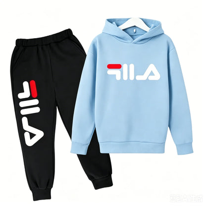 Kids Casual Sports Hoodie and Pants Set Polyester