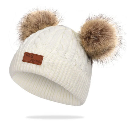 Cute Wool Pompom Baby Hat for Kids