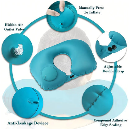Foldable Inflatable U-Shaped Travel Pillow