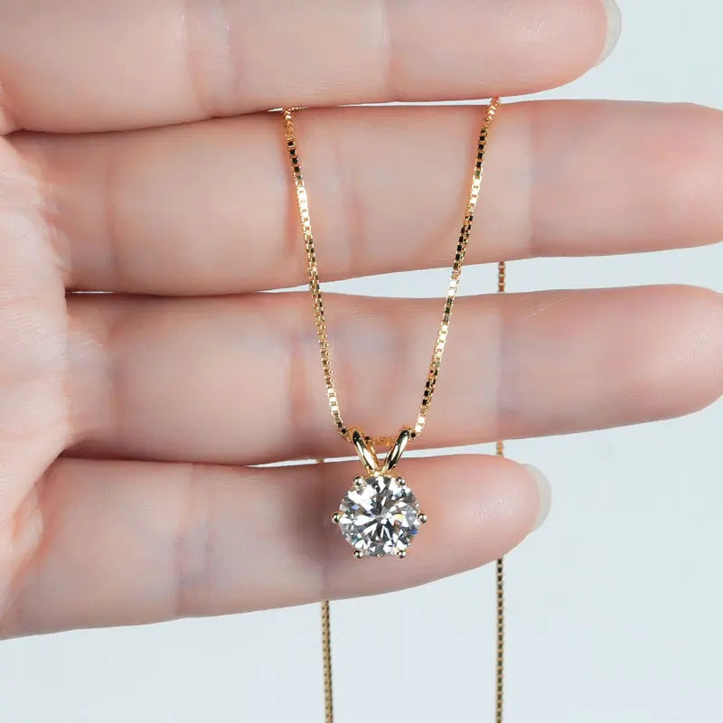 Moissanite Pendant Necklace 925 Sterling Silver Women