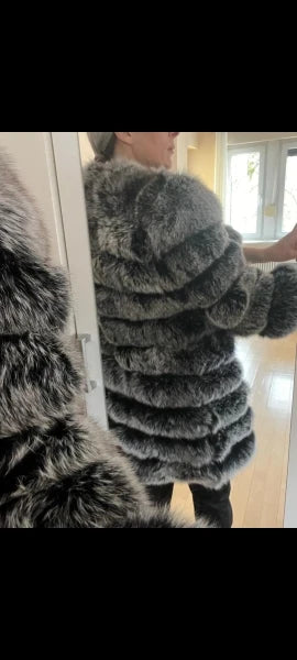 4in1 Women Fox Fur Coat Winter Outerwear