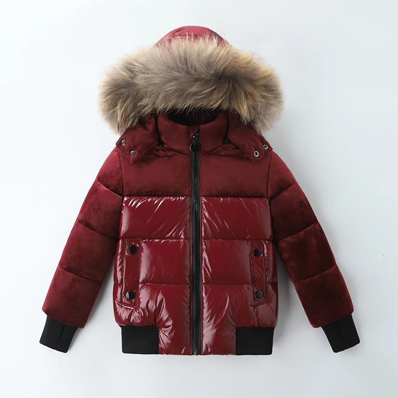 Black Down Winter Parka Jacket for Boys and Girls