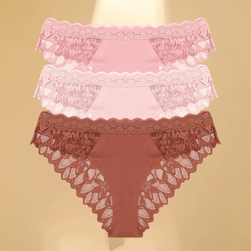 Lace Hollow Out Low-Waist Floral Briefs for Women