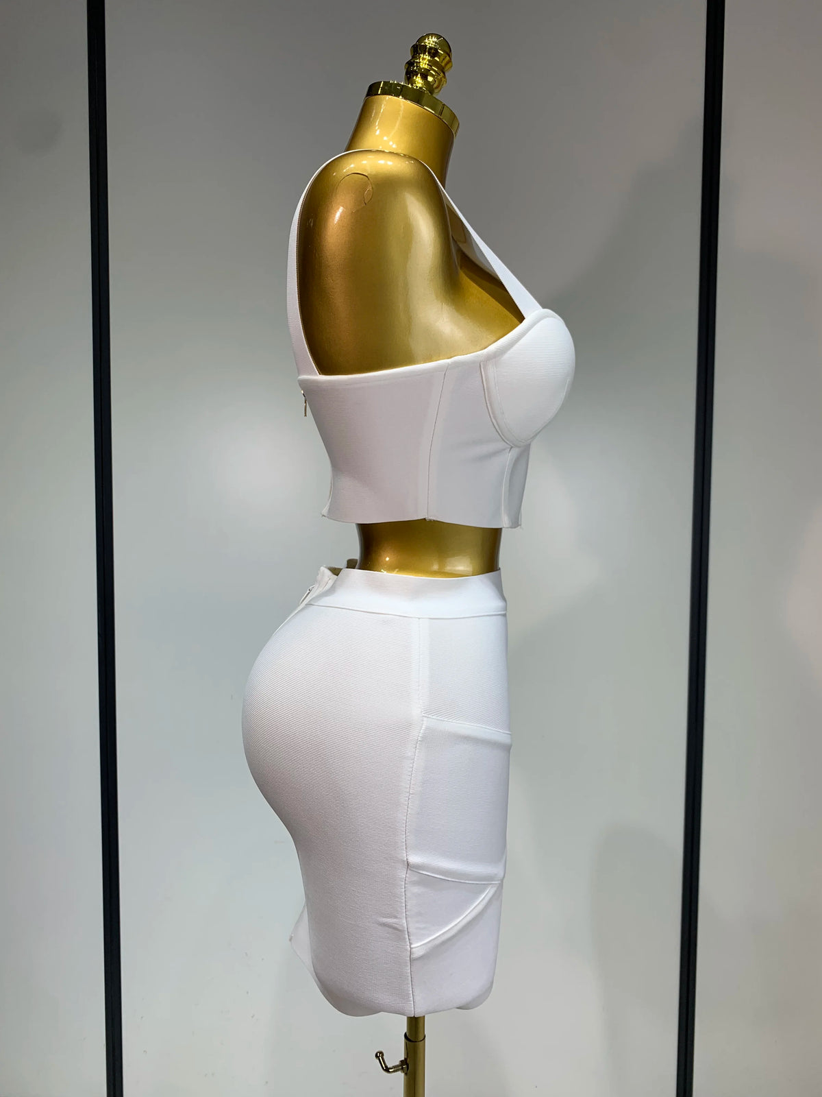 Women Bodycon Bandage Two Piece Set Black White