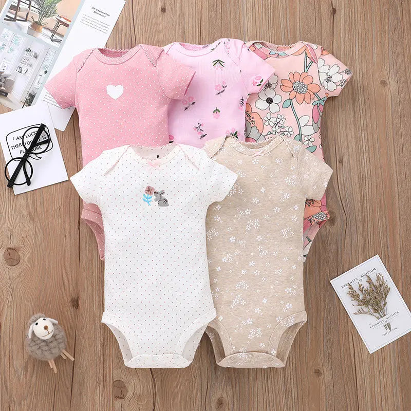 Cotton Summer Girls Bodysuit Set for Newborns