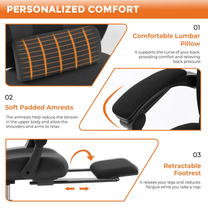 MCQ High Back Ergonomic Gaming Office Chair with Lumbar Support