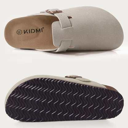 Genuine Leather Clogs with Cork Footbed for Women